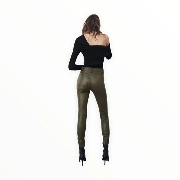 ZARA | Green | FAUX LEATHER LEGGINGS - Picture 7 of 10